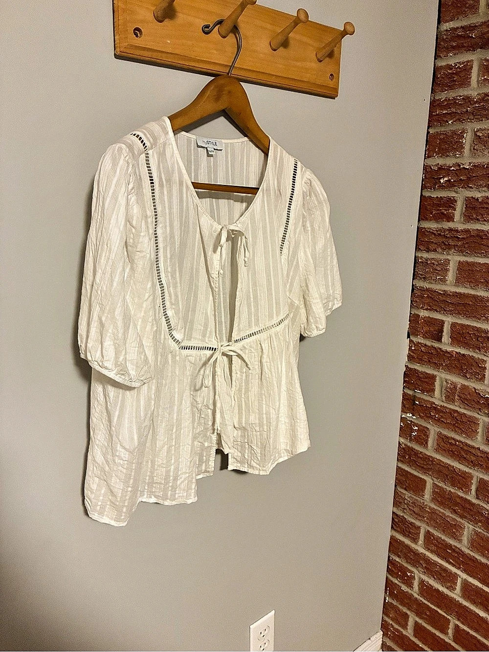 White Tie-Front Blouse